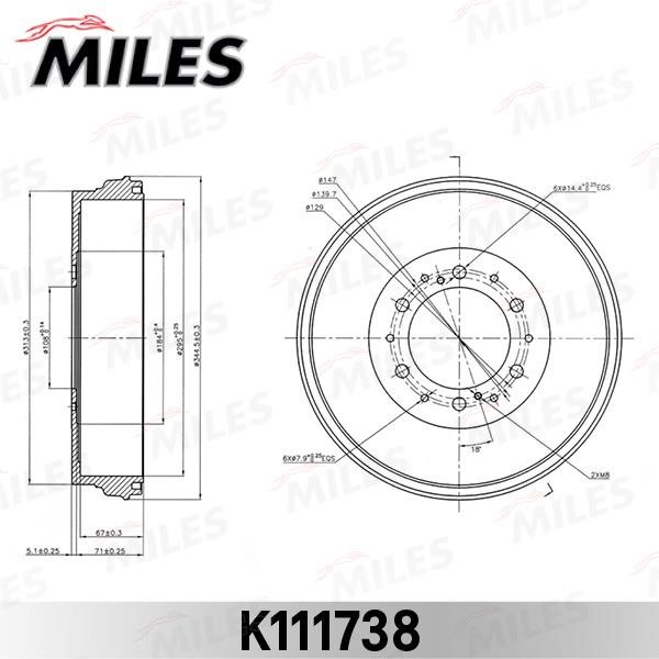 Miles K111738 Brake drum K111738