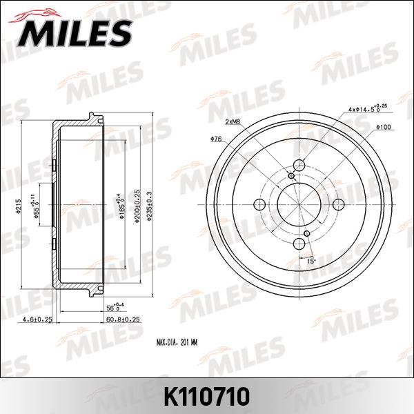 Miles K110710 Brake drum K110710
