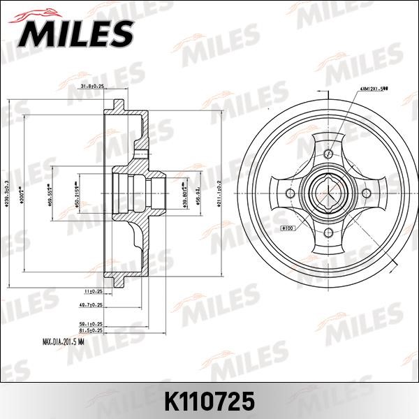 Miles K110725 Brake drum K110725