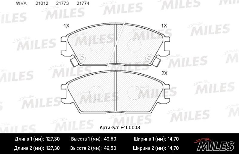 Miles E400003 Brake Pad Set, disc brake E400003