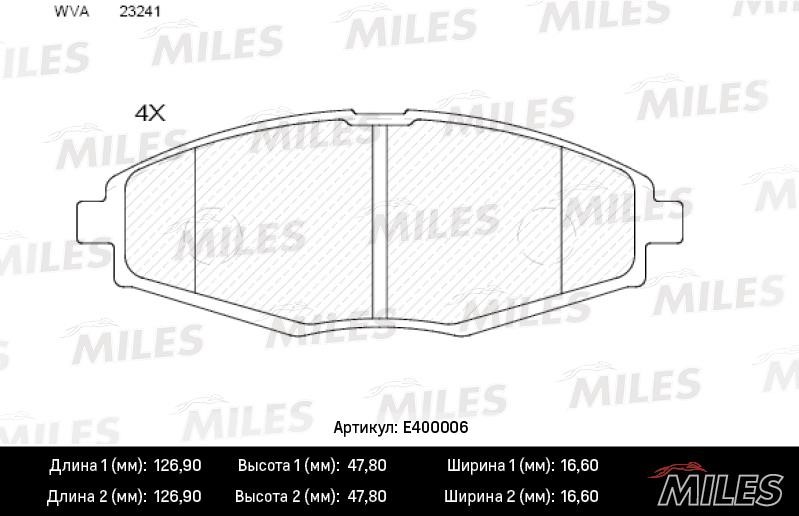 Miles E400006 Brake Pad Set, disc brake E400006