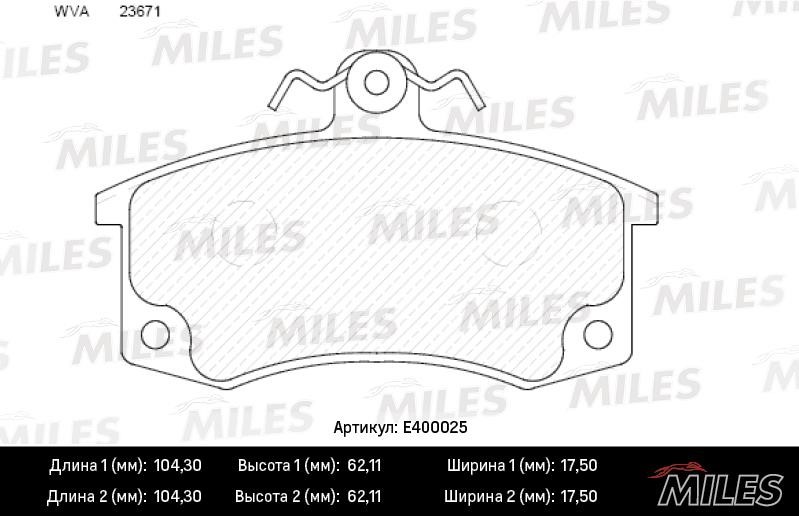 Miles E400025 Brake Pad Set, disc brake E400025