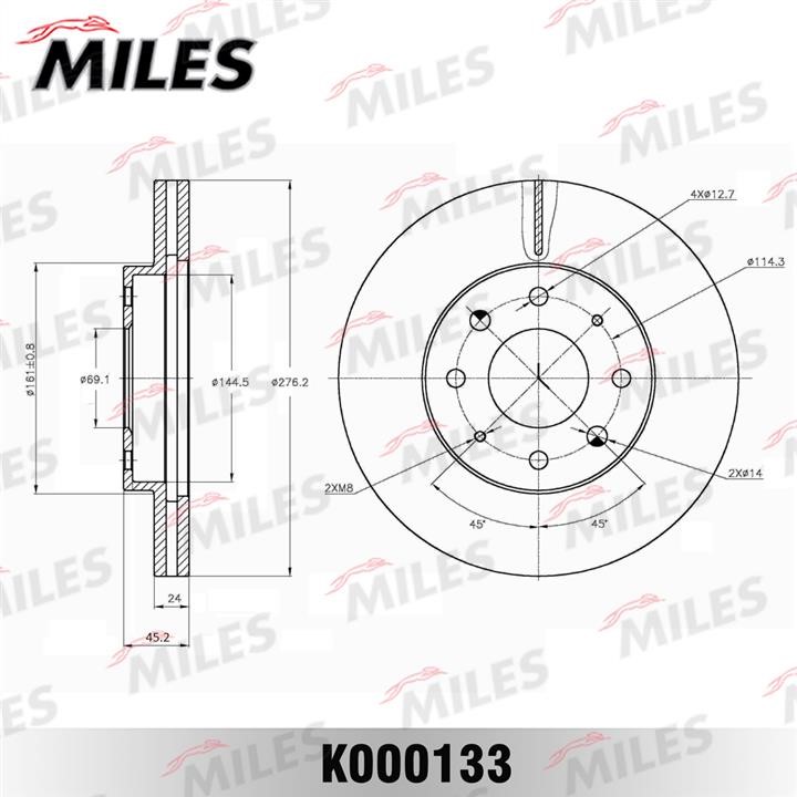 Miles K000133 Front brake disc ventilated K000133
