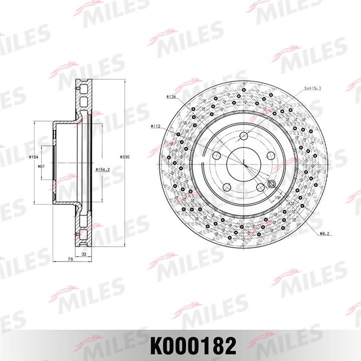 Miles K000182 Front brake disc ventilated K000182