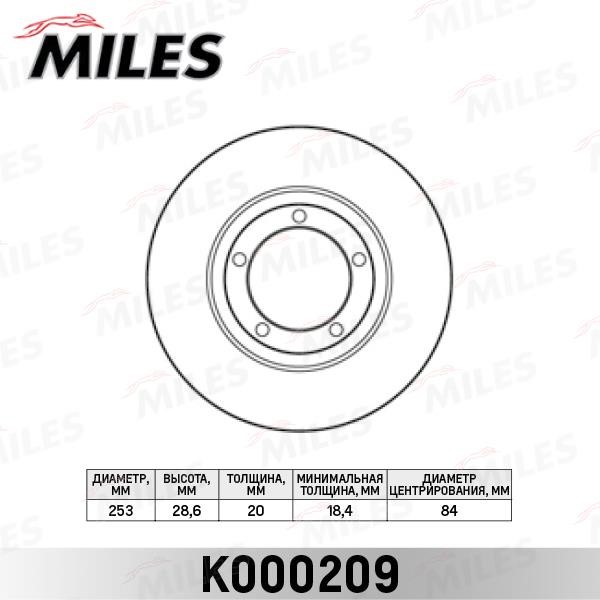 Miles K000209 Front brake disc ventilated K000209
