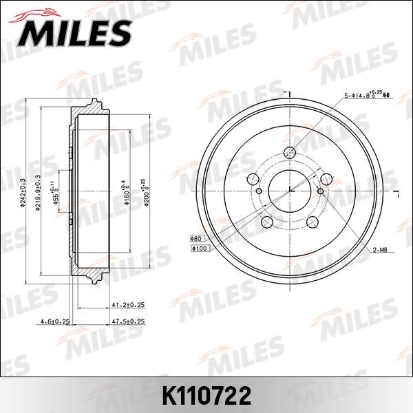 Miles K110722 Brake drum K110722