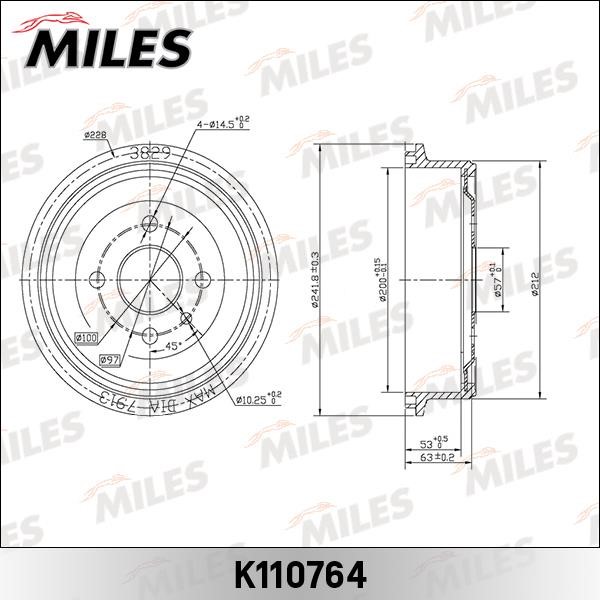 Miles K110764 Brake drum K110764