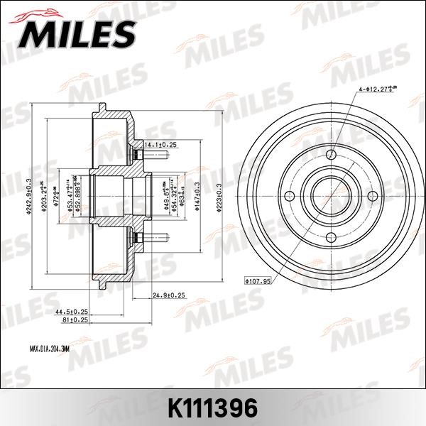 Miles K111396 Brake drum K111396