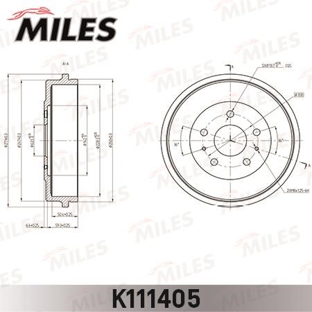 Miles K111405 Brake drum K111405
