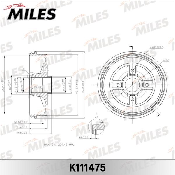 Miles K111475 Brake drum K111475