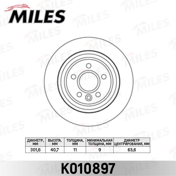Miles K010897 Rear brake disc, non-ventilated K010897