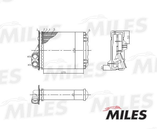 Heat exchanger, interior heating Miles ACHM001