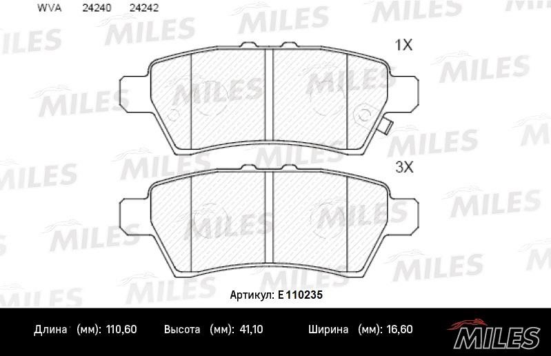 Miles E110235 Disc brake pad set E110235