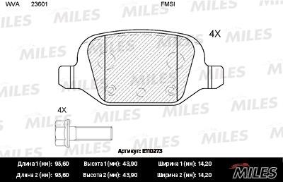 Miles E110273 Disc brake pad set E110273