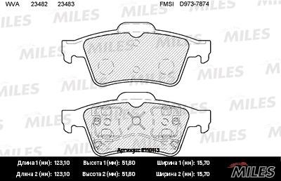 Miles E110113 Brake Pad Set, disc brake E110113