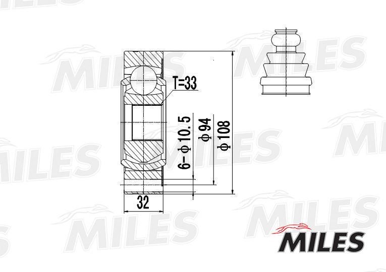 CV joint Miles GA10035