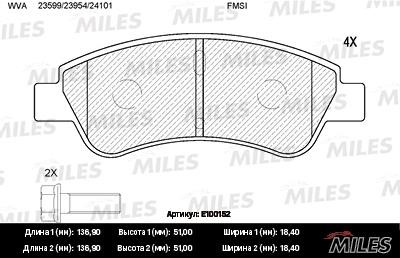 Miles E100152 Disc brake pad set E100152