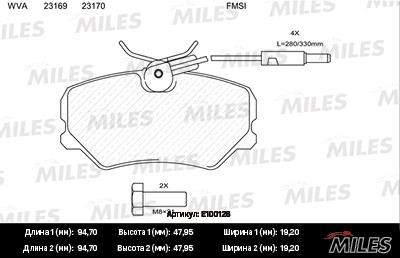 Miles E100128 Disc brake pad set E100128