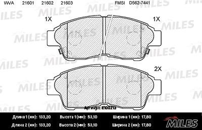 Miles E100213 Brake Pad Set, disc brake E100213