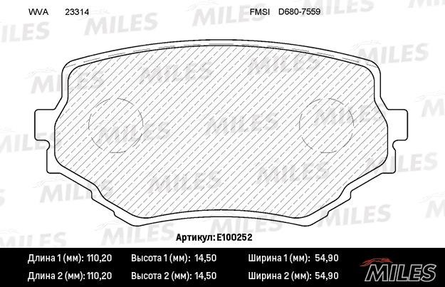 Miles E100252 Disc brake pad set E100252