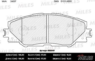 Miles E100147 Disc brake pad set E100147