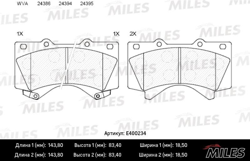 Miles E400234 Brake Pad Set, disc brake E400234