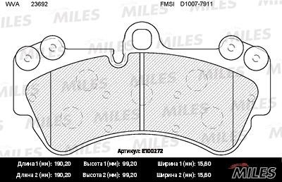 Miles E100272 Disc brake pad set E100272