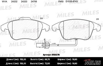 Miles E100276 Disc brake pad set E100276
