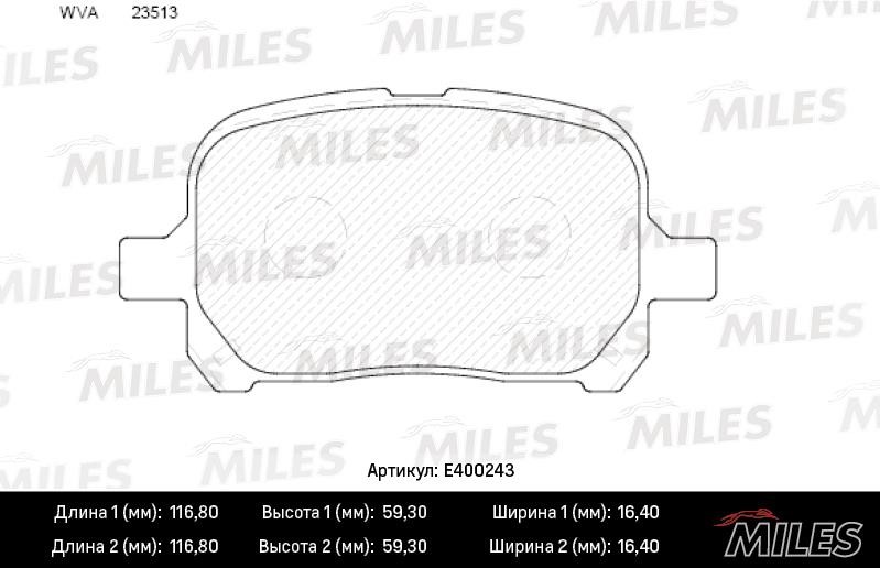 Miles E400243 Brake Pad Set, disc brake E400243