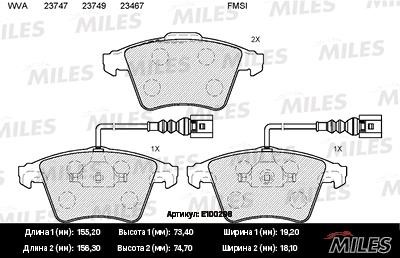 Miles E100298 Disc brake pad set E100298