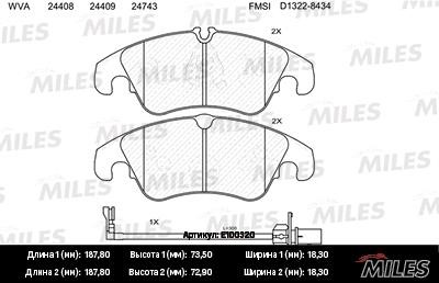 Miles E100320 Disc brake pad set E100320