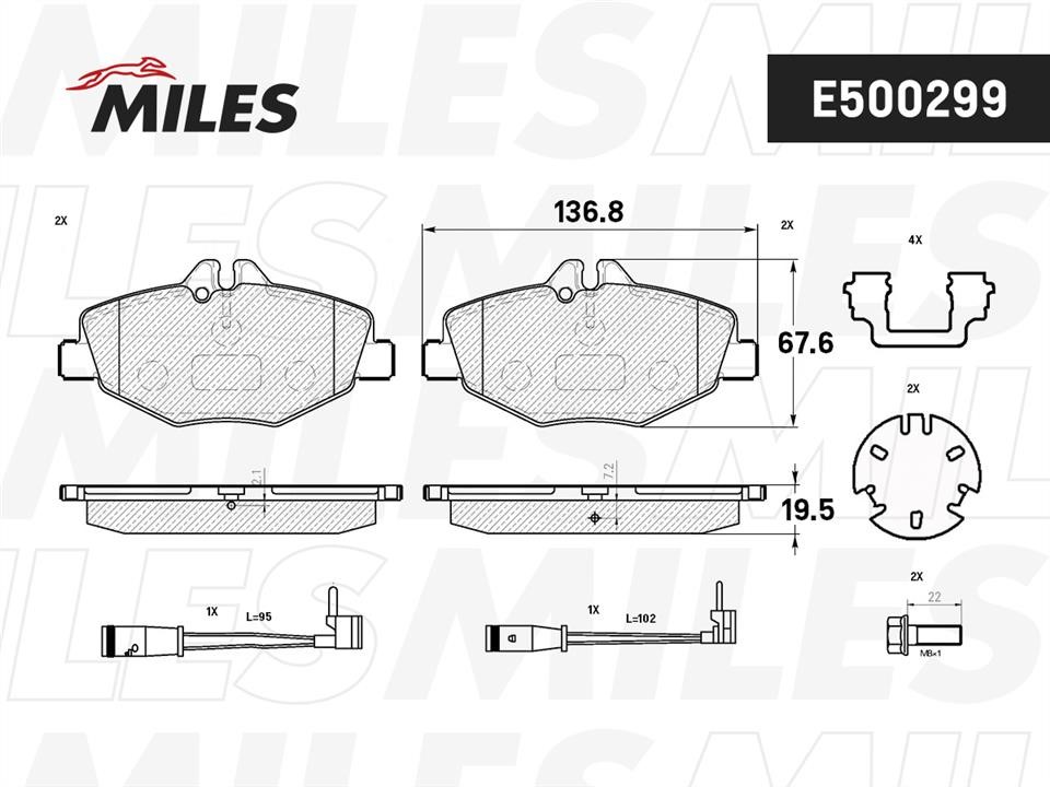 Miles E500299 Brake Pad Set, disc brake E500299