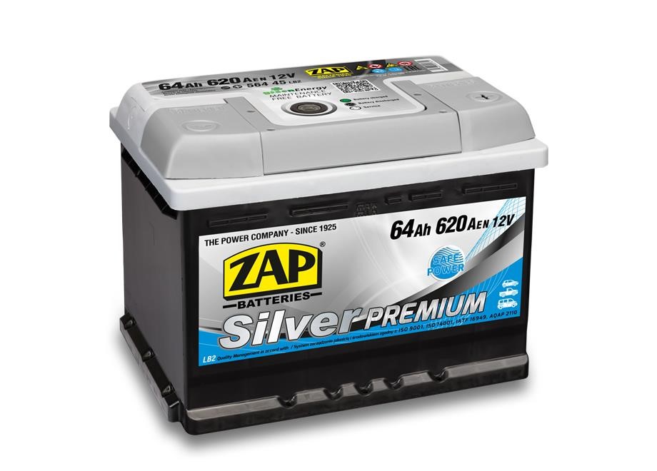 ZAP 564 45 Battery ZAP Silver Premium 12V 64Ah 620(EN) R+ 56445