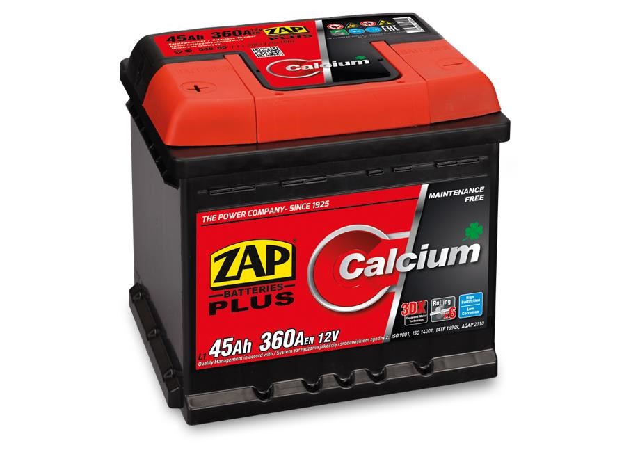 ZAP 545 65 Battery ZAP Calcium Plus 12V 45Ah 360(EN) R+ 54565