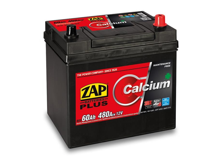 ZAP 560 68 Battery ZAP Calcium Plus 12V 60Ah 480(EN) R+ 56068