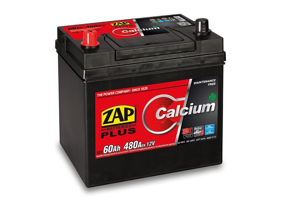 ZAP 560 69 Battery ZAP Calcium Plus 12V 60Ah 480(EN) R+ 56069