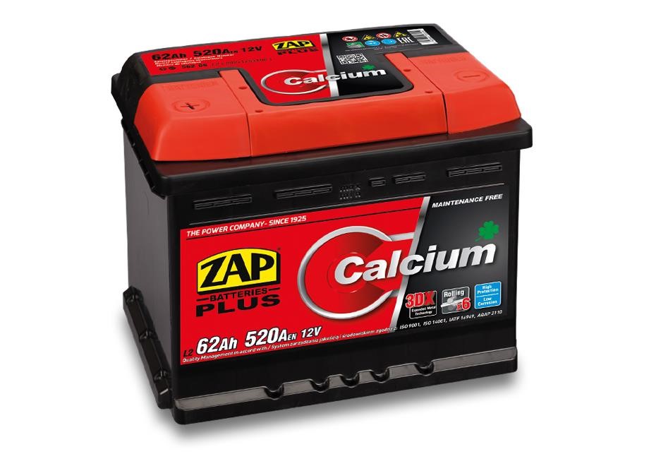 ZAP 562 65 Battery ZAP Calcium Plus 12V 62Ah 520(EN) R+ 56265