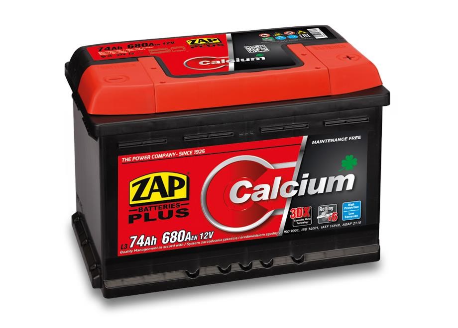 ZAP 574 12 Battery ZAP Calcium Plus 12V 74Ah 680(EN) R+ 57412