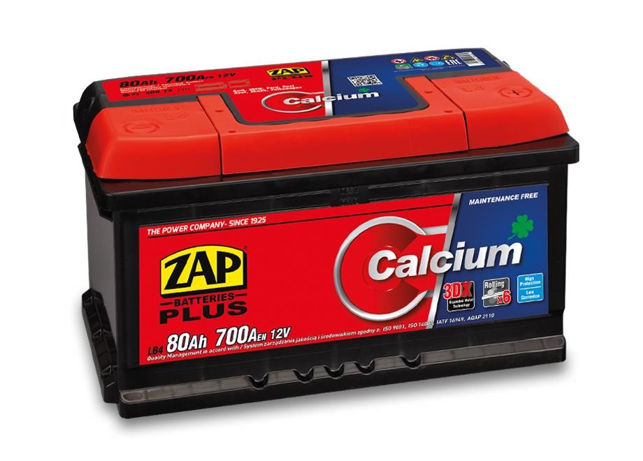 ZAP 580 14 Battery ZAP Calcium Plus 12V 80Ah 700(EN) R+ 58014