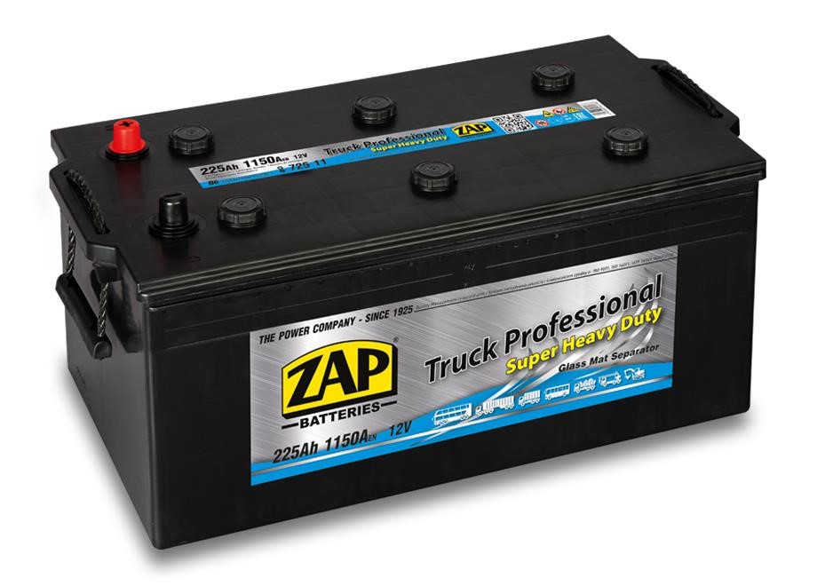 ZAP 725 11 Battery ZAP Truck Professional 12V 225Ah 1150(EN) Lateral, L+ 72511