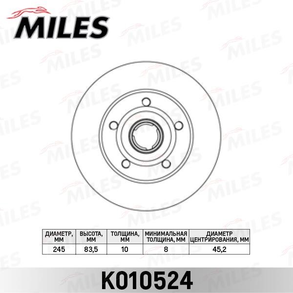 Miles K010524 Rear brake disc, non-ventilated K010524