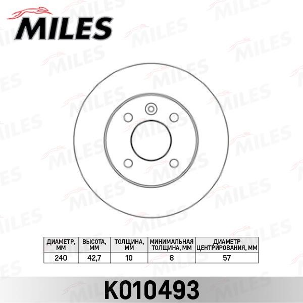 Miles K010493 Rear brake disc, non-ventilated K010493