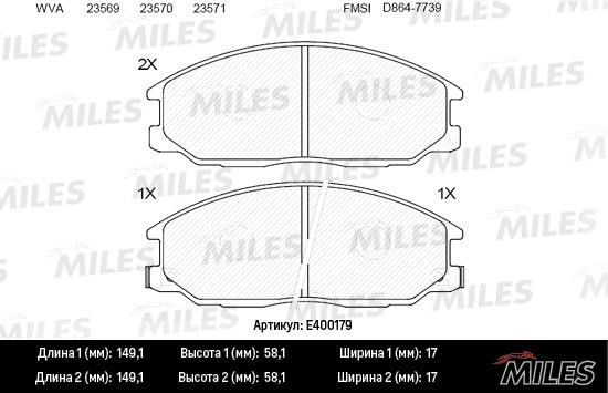 Miles E400179 Brake Pad Set, disc brake E400179