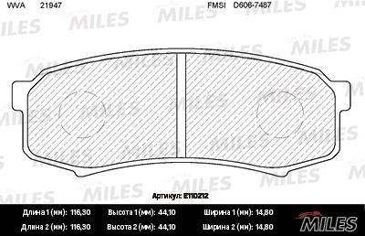 Miles E110212 Disc brake pad set E110212