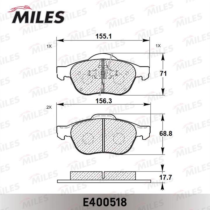 Miles E400518 Brake Pad Set, disc brake E400518