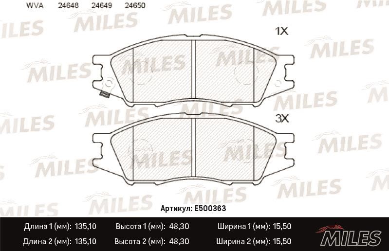 Miles E500363 Brake Pad Set, disc brake E500363