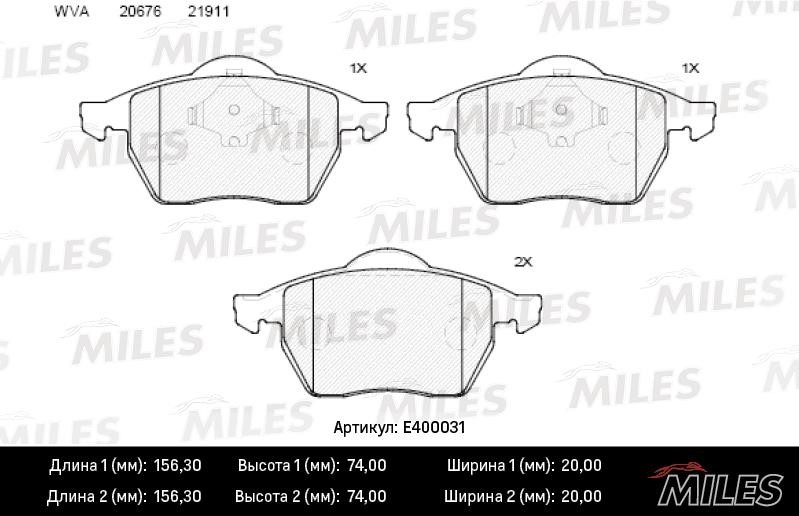 Miles E400031 Brake Pad Set, disc brake E400031