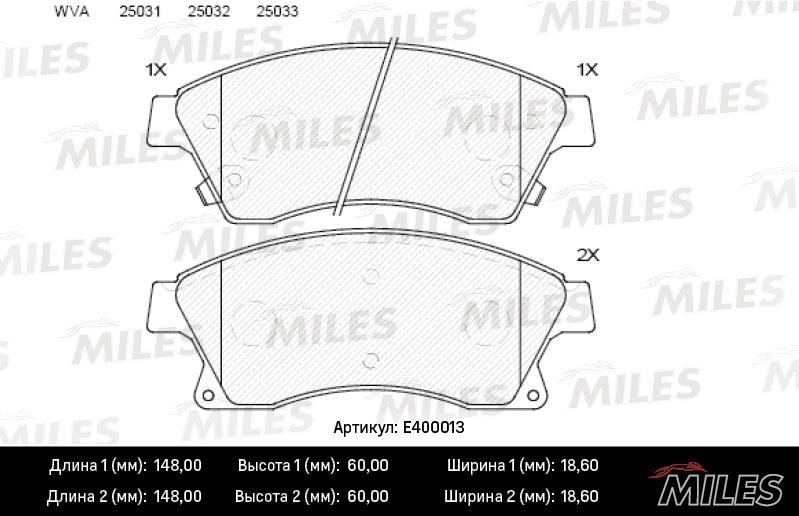 Miles E400013 Brake Pad Set, disc brake E400013