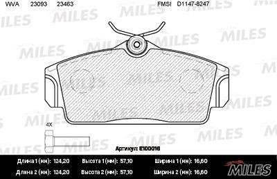 Miles E100016 Disc brake pad set E100016