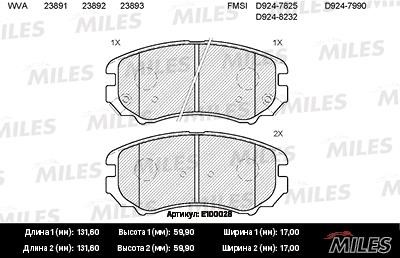 Miles E100028 Front disc brake pads, set E100028